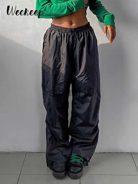 

women's pants capris weekeep casual jogging sweatpants women elastic low rise baggy hippie trouser harajuku streetwear basic capris wom, Black;white