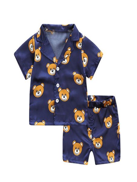 

short sleeve child blouse shorts sleepwear pajamas kids clothes baby pajama sets boys girls cartoon deer print outfits set de9847131, Blue;red