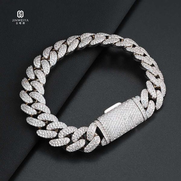 

custom moissanite chain bracelets bangles iced out 18k gold silver cuban link chain bracelet men