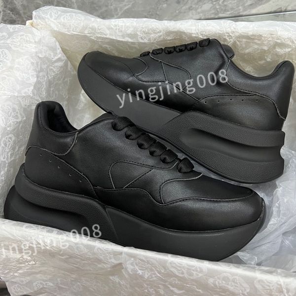 

new designer woman shoe leather lace up lovers fashion platform sneakers white black rainbow mens womens xsd230426