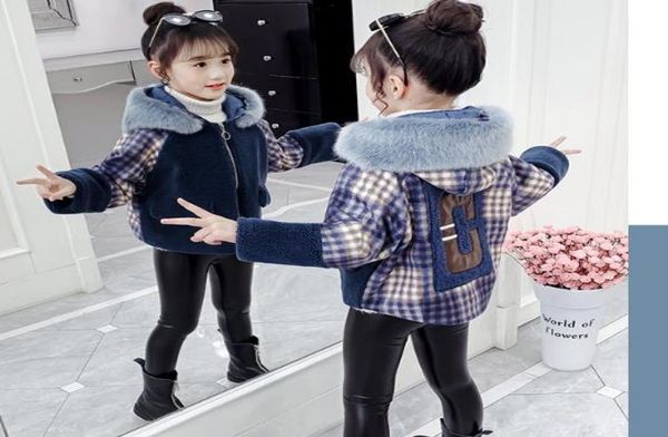 

girl039s woolen coat europe us autumn winter clothing new children039s cotton coat girls short thick woolen coat jacket6836675, Blue;gray