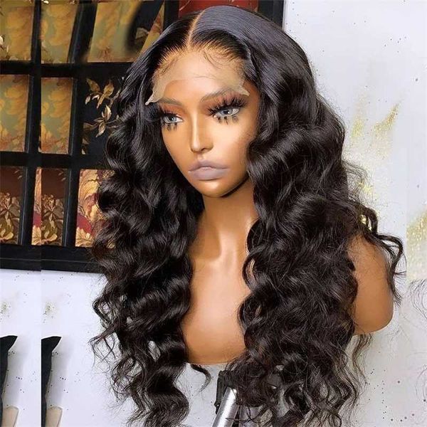 

13x4 body wave lace front wigs synthetic blonde highlight /red wig glueless natural black lace frontal wig with baby hair 230524, Black;brown