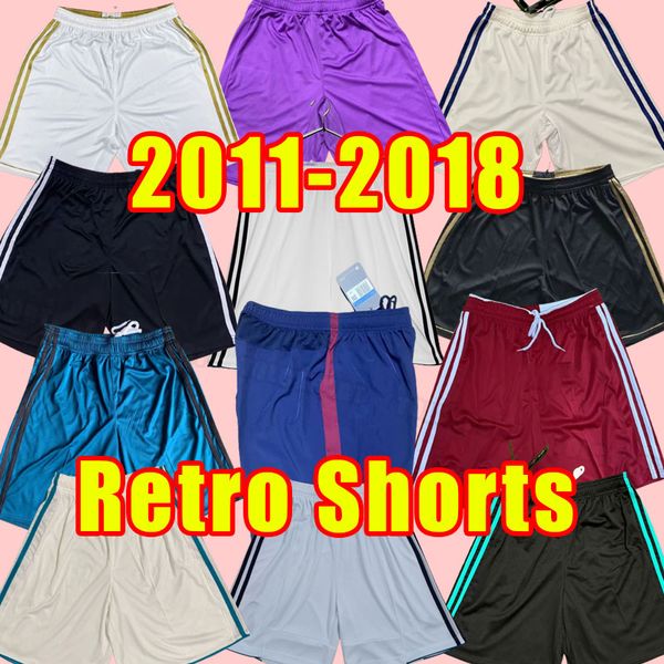 

real madrids retro soccer shorts bale benzema modric football shirts classic camiseta home raul r.carlos pants 2011 2012 2013 2014 2015 2016, Black;red