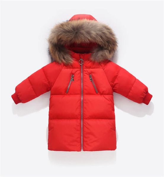 

boys winter jacket kids duck down long section jacket girls warm coat kids down parkas coat fur hooded outerwear clothing6282677, Blue;gray