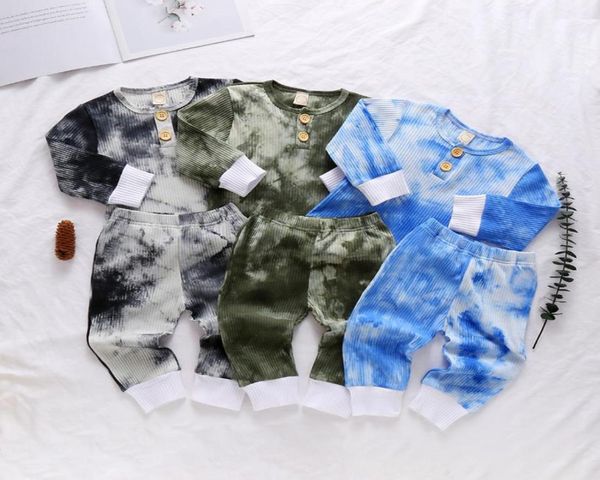 

baby designer clothes tie dyeing toddler boy pants 2pcs sets long sleeve children girl outfits boutique baby clothing 3 color5775857, White