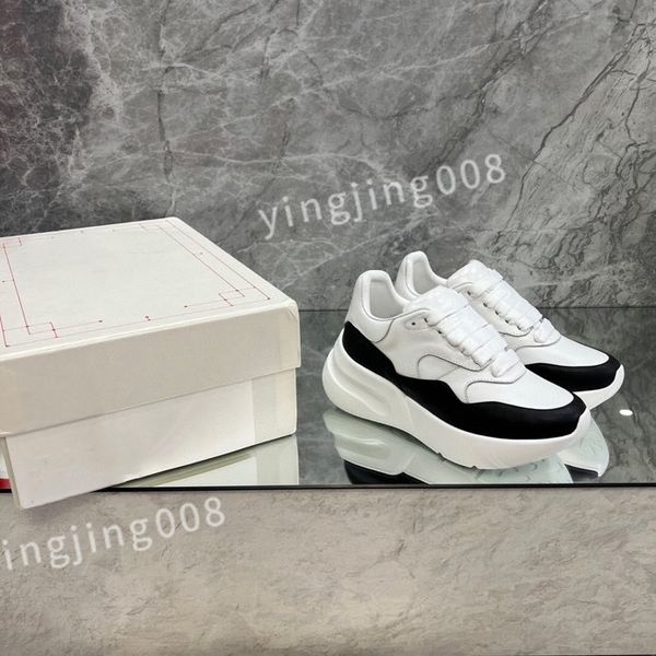 

2023 r woman shoe leather lace up lovers fashion platform sneakers white black rainbow mens womens xsd230426
