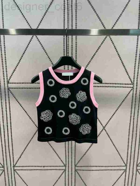 

women's tanks & camis designer runway 2023 new summer flower knit sleeveless vest designer fashion o-round neck lady elegant 764k, White