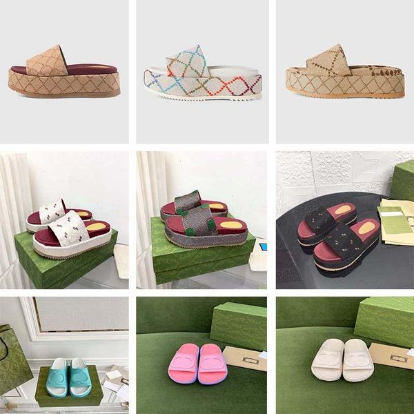 

designer slippers colorful womens platform fashion sandals mid heel high 55mm canvas strap box sandals, Black