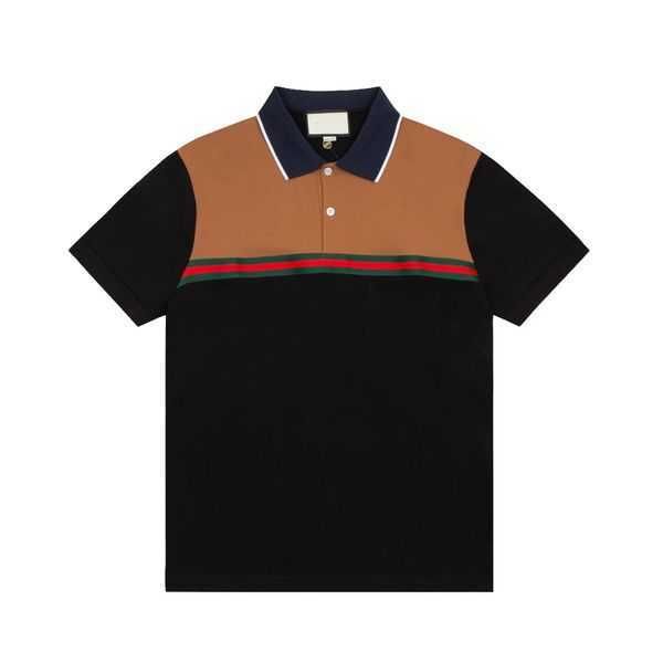 

23ss designer men's polos tees luxury t shirt summer red green stripes splicing print t-shirts casual cotton sleeve webbing printed lap, White;black