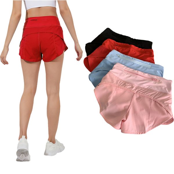 

L 3 Inch Yoga Hotty Hot Women' High Waist Designer Shorts Gym Sports Pants Running Reflective Stripe Lining Belt Pockets, Black