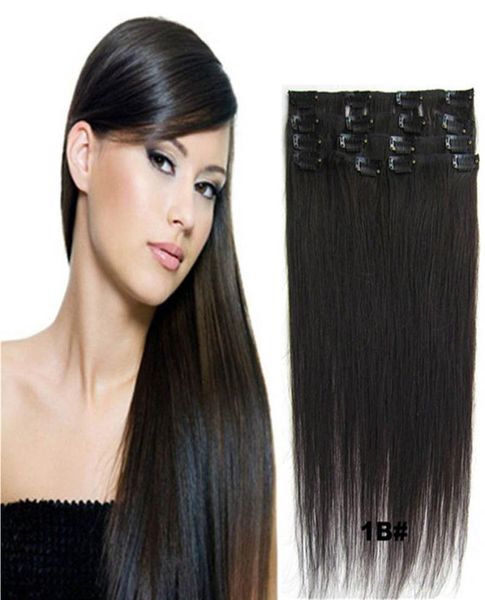 

70g 100g 120g silky straight remy clip in on human hair extensions black brown blonde optional4930740