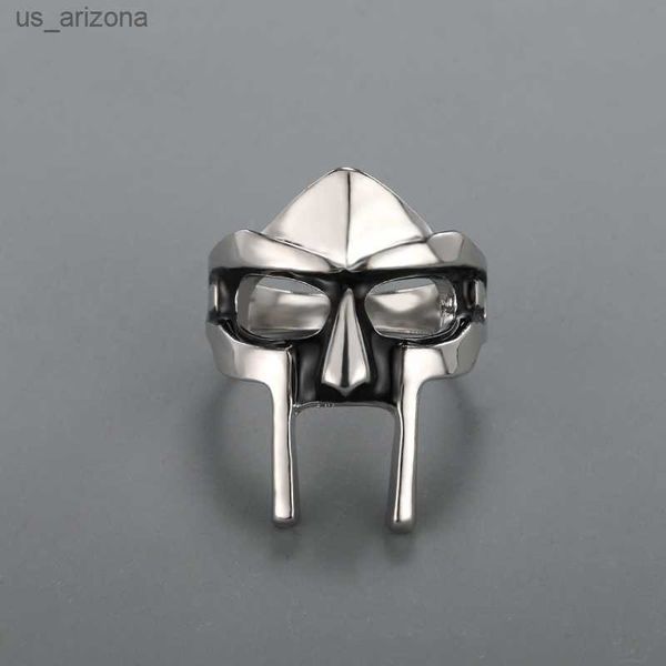 

goth hip hop mf doom mask rings for men gladiator punk style egyptian pharaoh male ring classic retro jewelry party accessories l230620, Silver