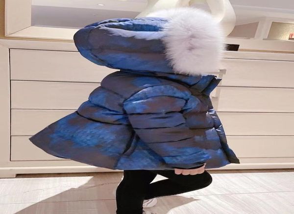 

new coat children down coat winter winter 2021 children039s medium length starlight blue down jacket with large hair collar1437974, Blue;gray