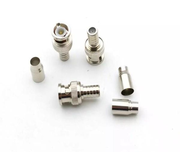 

100 pcs crimp on bnc male rg59 coax coaxial connector for cctv camera3336800