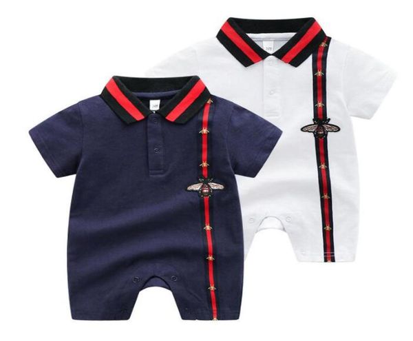 

retail 024 months baby rompers infant boy designer clothes short sleeve newborn girl jumpsuit cotton clothing toddler7771413, Blue