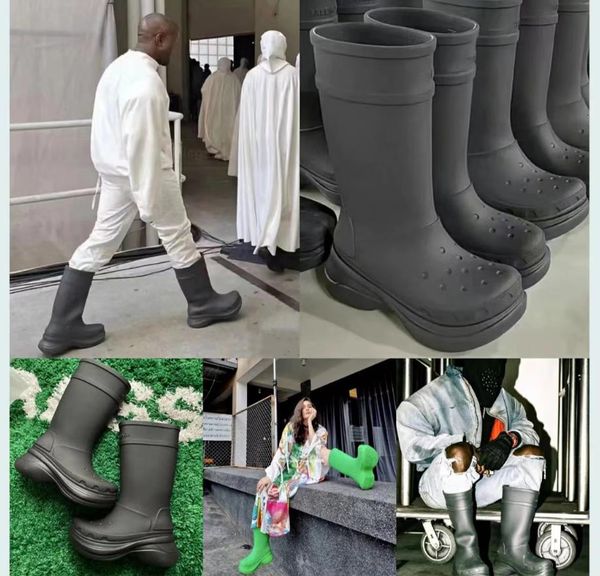 

luxury paris 20mm arch eva rubber boots women shoes brown bright pink white black green fashion outdoor boot winter high designer booties si