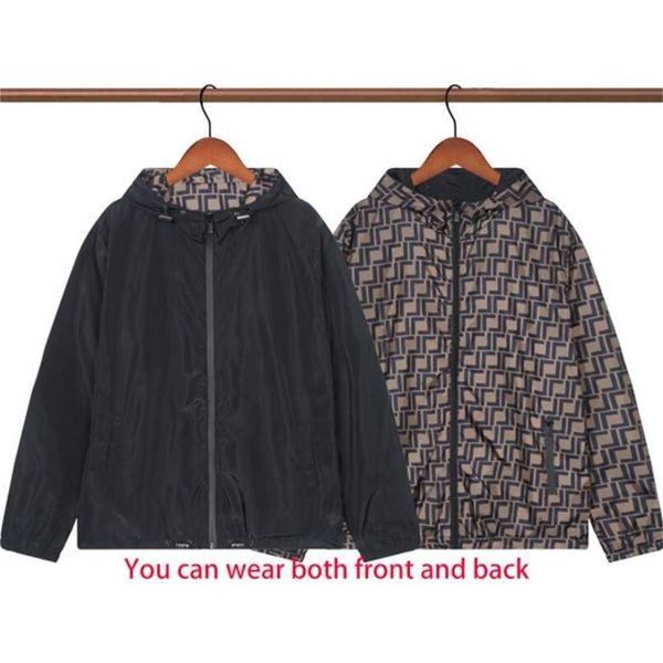 

spring and autumn fashion mens jacket r f alphabet print luxury womens hooded waterproof sunscreen storm coat travel trench 0bsj, Black