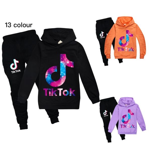 

kids tracksuits tiktok two pieces set boys girls fashion tiktok sweatshirts hoodies pants suits big child clothing size 16944540, White