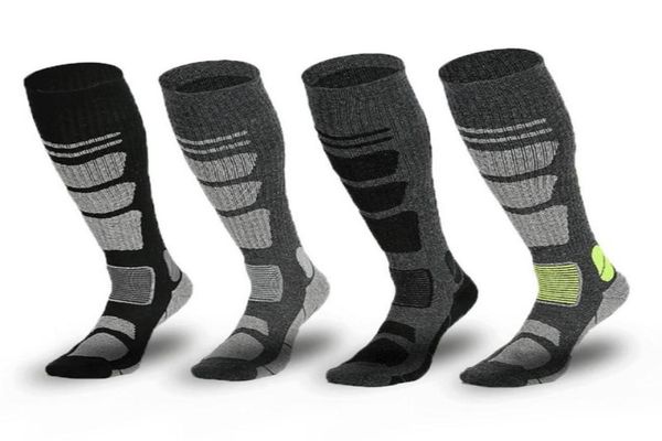 

sports socks merino thermal wool long tube winter warm skiing hiking snowboarding climbing outdoor women men4944009, Black