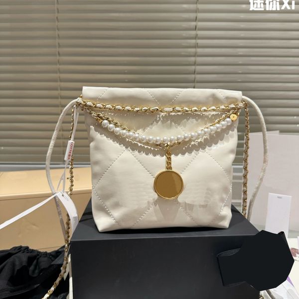 

classic designer channel bag 22 small bin bag large capacity metal hardware double chain quilted single zipper purse coin purse gold shoulde