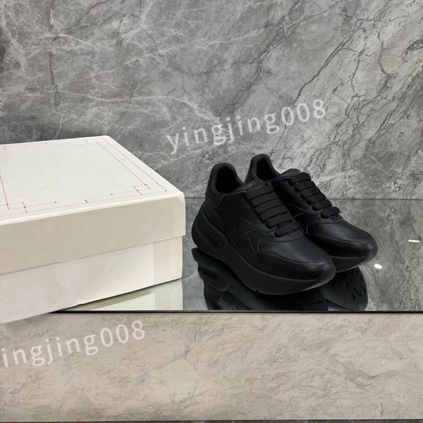

new designer woman shoe leather lace up lovers fashion platform sneakers white black rainbow mens womens xsd230426