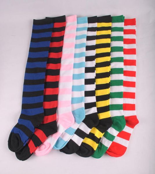 

24colorlady over knee long stripe printed stockings thigh high striped patterned socks sweet cute women girls students039 anima8902079, Blue