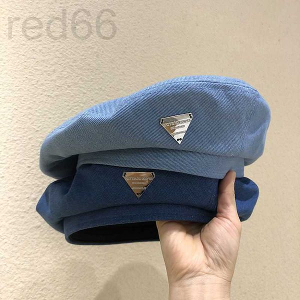 

ball caps designer ins net red denim beret children summer thin light blue metallic logo artist bud hat uabv, Blue;gray