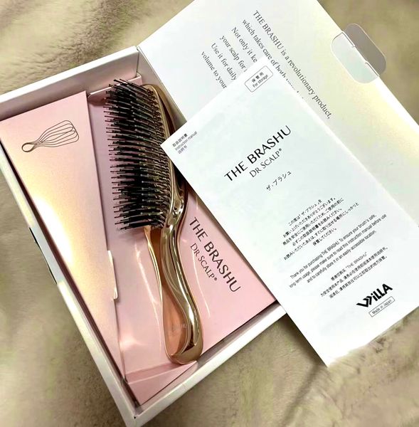 

japanese premium head massager scalp brush hair massager shampoo brush wet plastic detangling brush hair cleaning comb rose gold, Silver