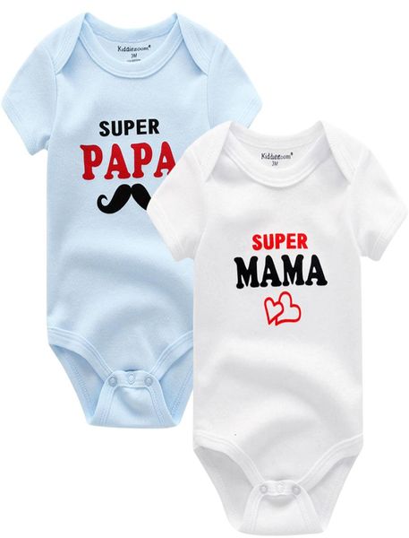 

baby girl clothes 2020 summer super papa and mama baby body short sleeve infantil bodysuits twins kids clothing9601219, Blue