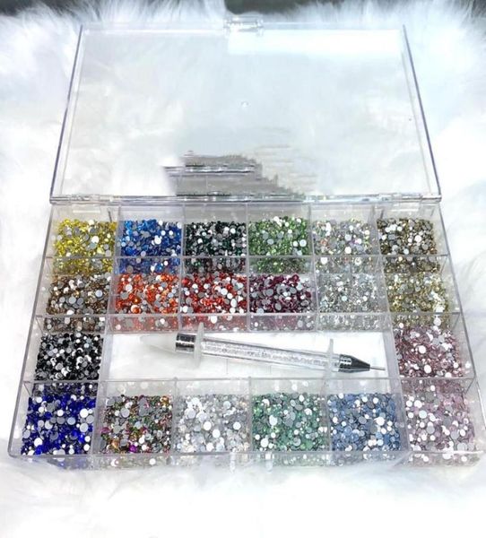 

nail art decorations 14400pcsbox multicolor ss3ss20 mixed rhinestones picker wax pen flatback crystal round decoration glass s5882998, Silver;gold