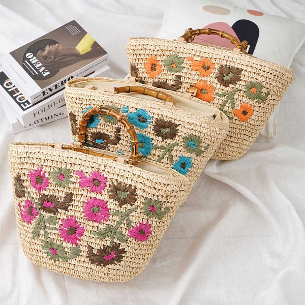 

shoulder bags colorful small flower bag straw bag rattan bag single pastoral handbag women's bag fashion beach handbag 230726