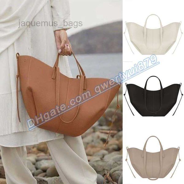 

totes polene cyme tote bag full-grain textured leather designer magnetic buckle closure handbag women suede inner lining luxury large capaci