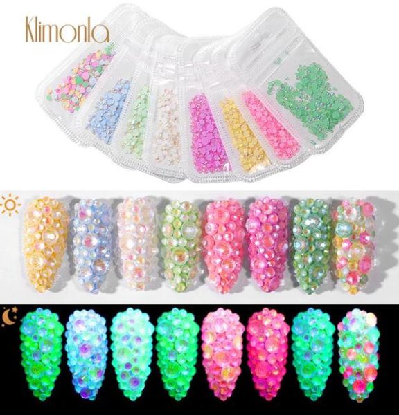

1pcs luminous crystal mixed size nail art rhinestone decorations 3d crystal nails art rhinestone latest diamond fluorescent6370523, Silver;gold