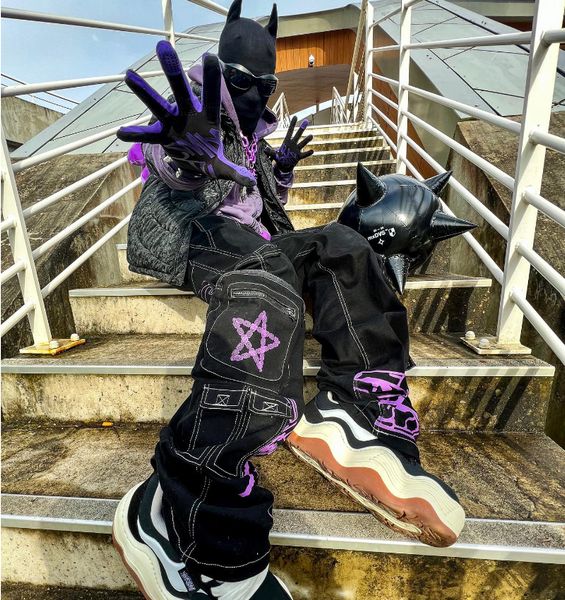 

men's pants y2k cargo pants women ins fashion harajuku trend jeans women models printed casual streetwear hip hop black jeans women 230