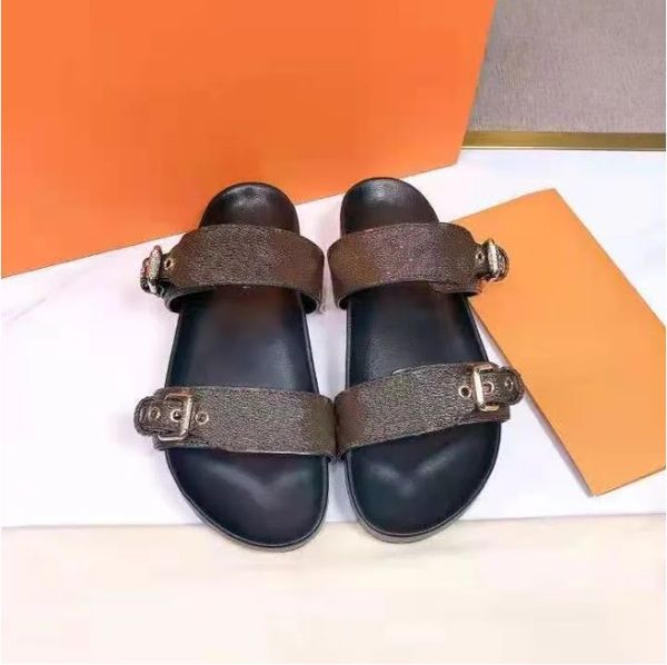

slippers bom dia flat mule 1a3r5m cool effortlessly stylish slides 2 straps with adjusted gold buckles women men summer shoes, Black