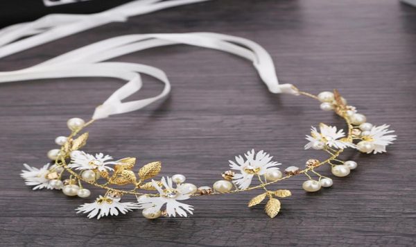 

children daisy beaded crown fashion hand made ribbon garlands jewelry pography girls hair accessories a66507973113, Slivery;white