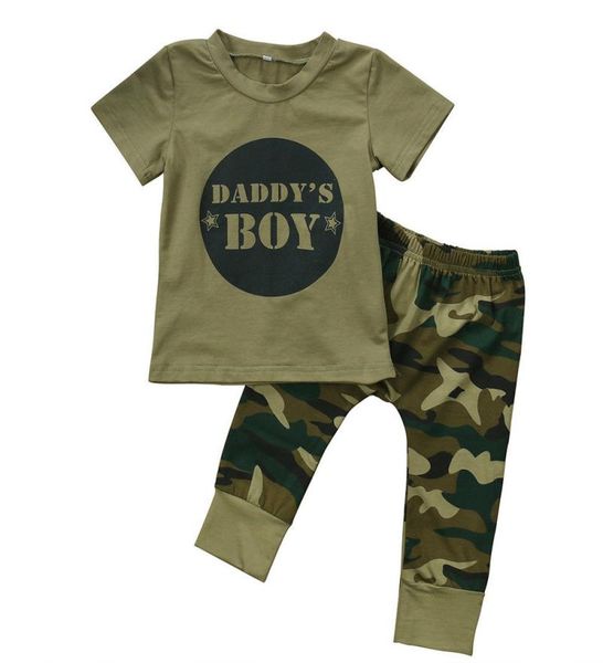 

newborn toddler baby boy girl camo tshirt pants outfits set clothes 024m cotton casual short sleeve kids sets2401650, White