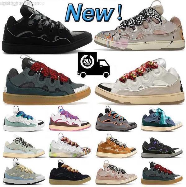 

designer luxury dress shoes black purple blue leather curb sneaker fashion lace-up platformsole men women sneakers trainers size 36-45