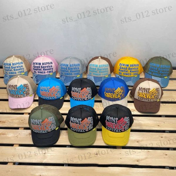 

2023ss kapital baseball hat men women 1 1 denim colored sunshade hat adjustable duck tongue cap t230705, Black;white