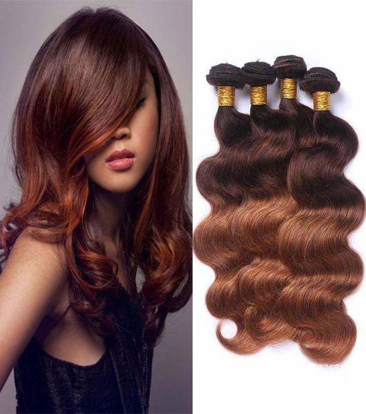 

selling brazilian ombre human hair weave bundles two tone 430 brazilian ombre body wave colored brazilian virgin human hair e7338604, Black