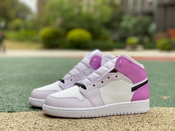 

1 1s white and pink retro mid basketball shoes for women size us 4y- 7y eur 36-40