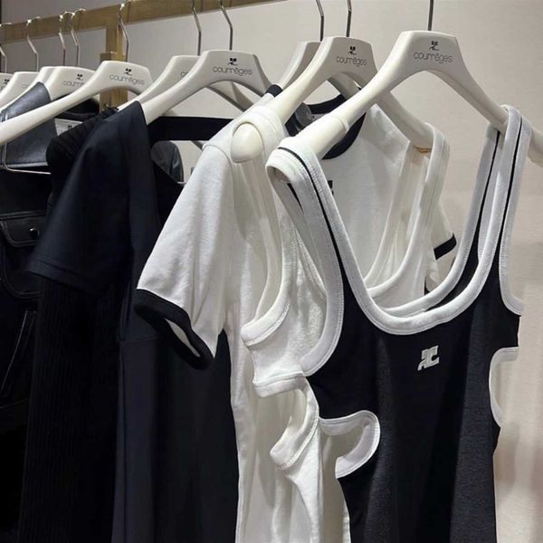 

courreg * 23 new summer product embroidered hollow waist camisole, White