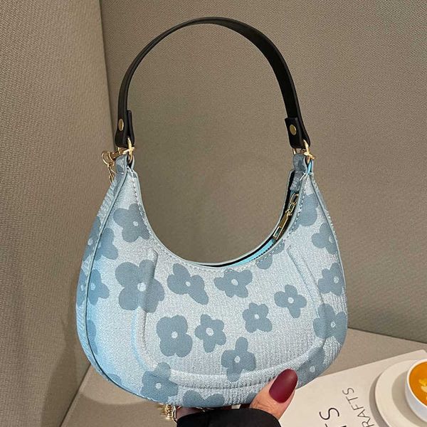 

ladies shoulder underarm bag new flower crescent dumplings women's bag