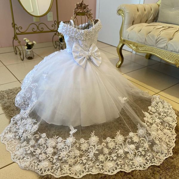 

white pearls flower girls dress first birthday princess beaded floral tulle christmas new ball gown pshoot, White;blue