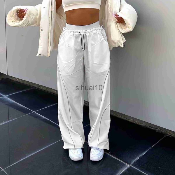 

women's pants capris white pants women jogging y2k streetwear high waist sweatpants harajuku fashion punk oversize grunge casual wide l, Black;white