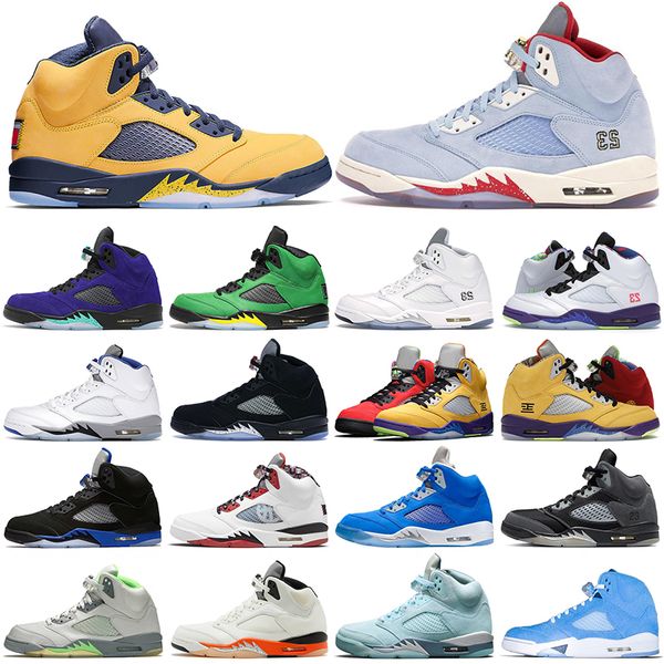 

2023 5a quality jumpman 5 5s michigan ice blue all white 3 island green bluebird anthracite georgetown basketball shoes mens trainers sneake