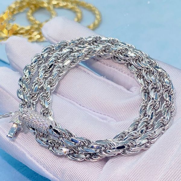 

6mm 16-24inch passed tester 925 sterling silver fully iced out moissanite rope chain necklace for men women nice gift