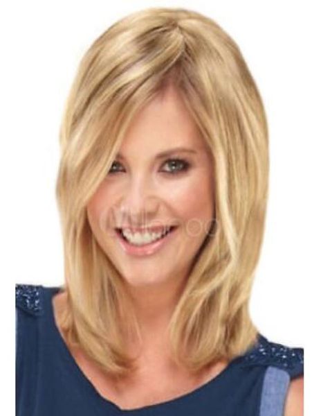 

blonde wig straight medium synthetic wig hair for women0128222227, Black;brown