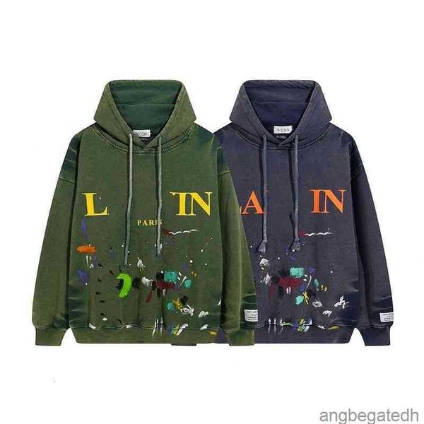 

designer luxury classic sweaters galleryes streetwear dept splash ink graffiti print men's women's autumn co winter loose hooded k, Black