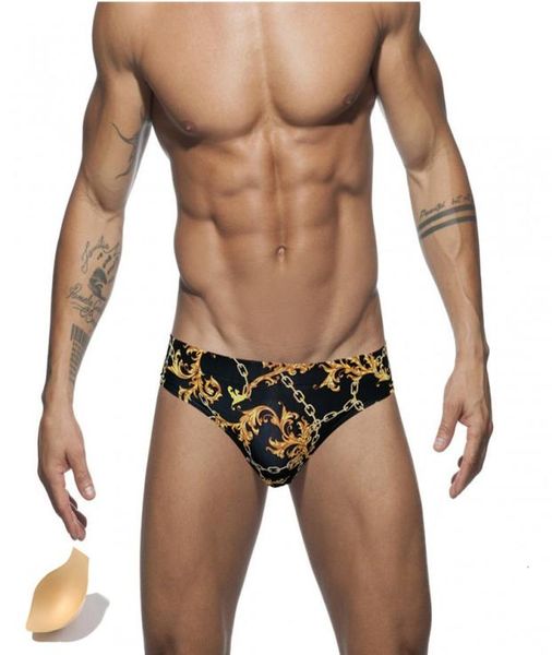 

pad swimwear men push printing bathing suit swimming briefs low waist swimsuit summer men039s swim trunks quick drying beachwea9659905, Black